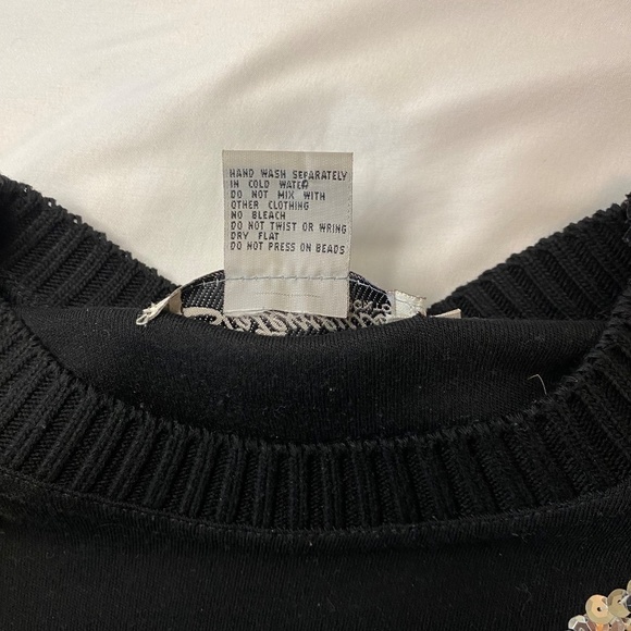 Vintage Statements by Pronto Women's Sweater-Sequined Tea pot & cups-Size Large - Picture 8 of 8